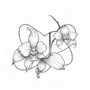 Small Orchid with the initial "J" and a heart  tattoo design idea