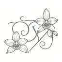 Small Orchid with the initial "J" and a heart  tattoo design idea