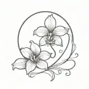 Small Orchid with the initial "J" and a heart  tattoo design idea