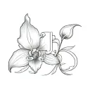 Small Orchid with the initial "J" and a heart  tattoo design idea