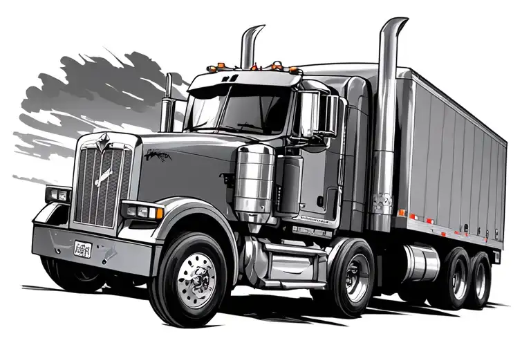 18 wheeler driving tattoo design idea