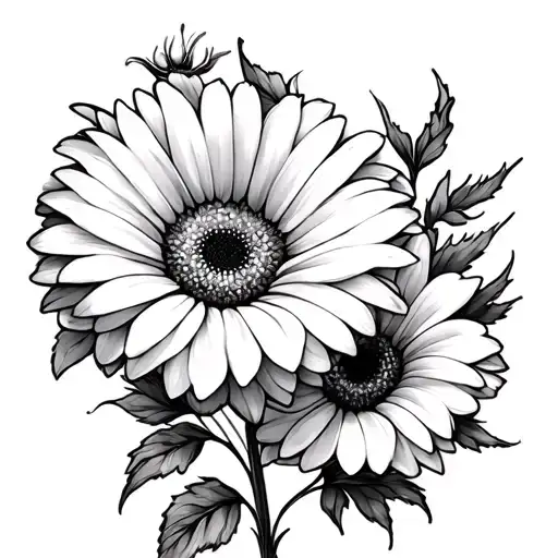 Aries zodiac sign and Gerbera Daisy tattoo design idea