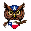 Bigfoot, Texas flag, mustang emblem, Air Force, colorful owl tattoo design idea