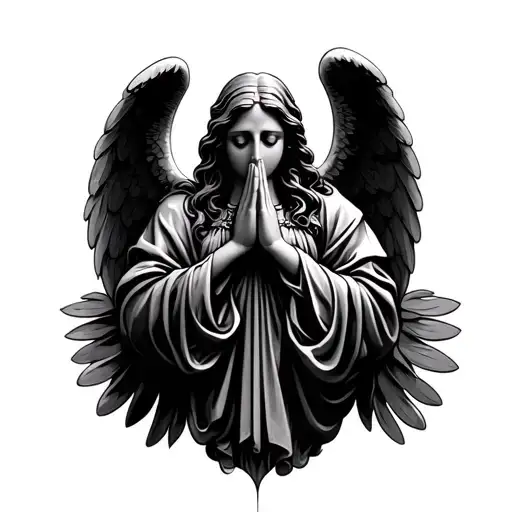 beautiful angel praying hands tattoo design idea