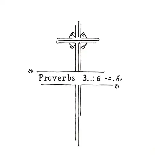 "Proverbs 3:5-6" cross incorporated tattoo design idea