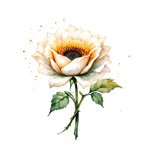Sunflower turnip white rose tattoo design idea