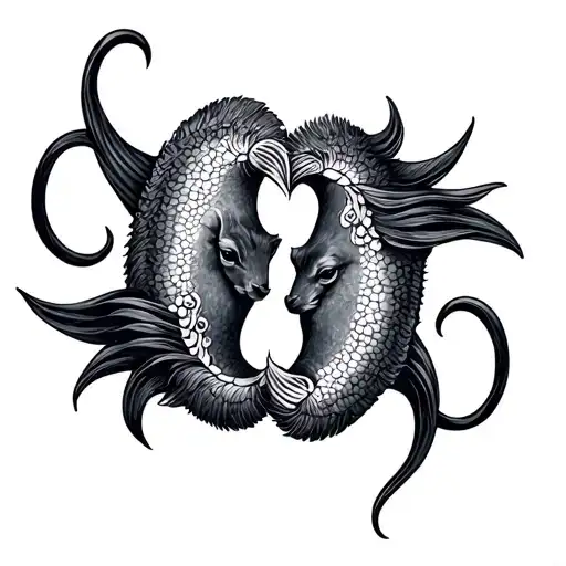 taurus and pisces together symbolizing love tattoo design idea