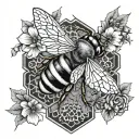 Incorporate a detailed honeycomb pattern with a hidden image of a queen bee in the center tattoo design idea
