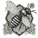 Incorporate a detailed honeycomb pattern with a hidden image of a queen bee in the center tattoo design idea