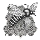 Incorporate a detailed honeycomb pattern with a hidden image of a queen bee in the center tattoo design idea