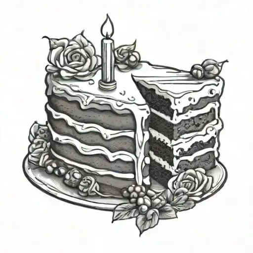 slice of cake with candles 357 tattoo design idea
