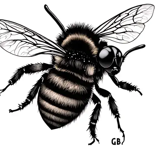 cute bee tattoo with initials  GSD tattoo design idea