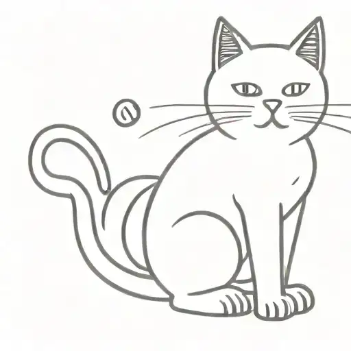 super cute kitty cat meows and plays with a ball  tattoo design idea