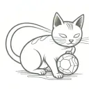super cute kitty cat meows and plays with a ball  tattoo design idea