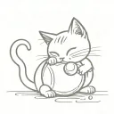 super cute kitty cat meows and plays with a ball  tattoo design idea