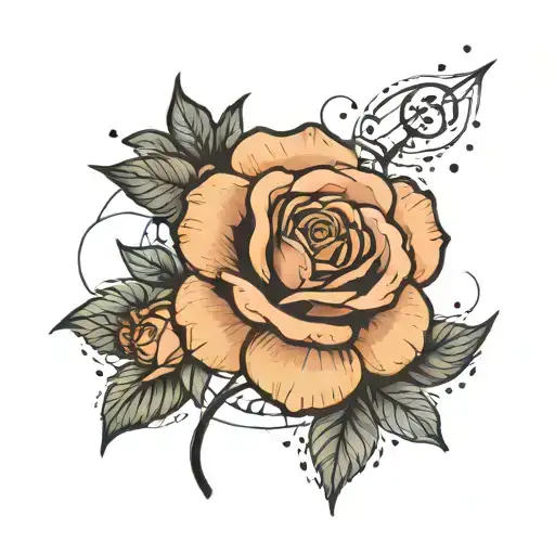 gol rez keh sarsh mah kuchik dareh A rose with a small moon on its head  tattoo design idea