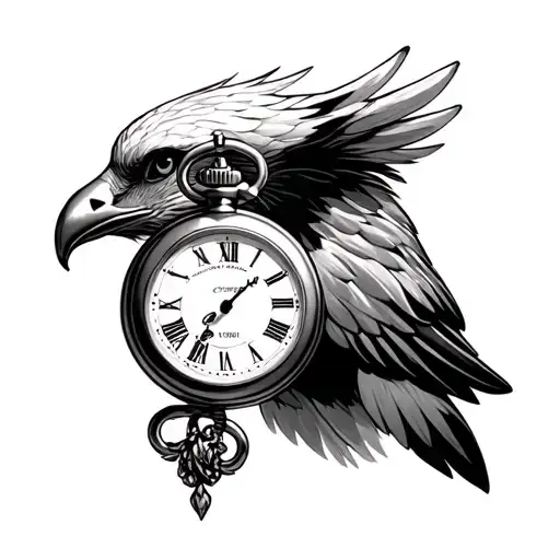 Adler with pocket watch 31 12 tattoo design idea