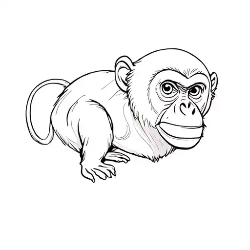 a black and white drawing of a monkey tattoo design idea