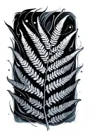 black and grey fern leaf tattoo design idea