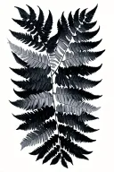 black and grey fern leaf tattoo design idea