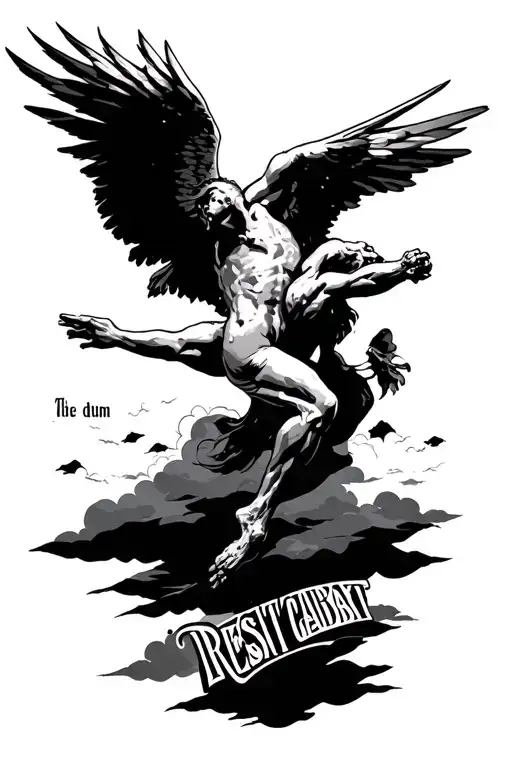 "Resit dum cadebat " Icarus falling from the sky tattoo design idea