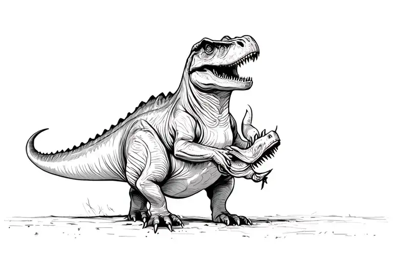 dinosaur eating hog tattoo design idea