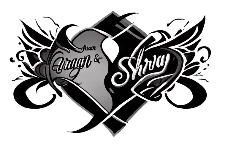 Masculine Chest Tattoo Ariyan & Shriya written in gujarati tattoo design idea