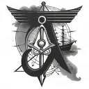 ankh, eye, semi colon, ship sailing tattoo design idea