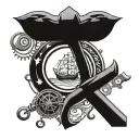 ankh, eye, semi colon, ship sailing tattoo design idea