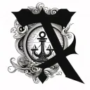 ankh, eye, semi colon, ship sailing tattoo design idea