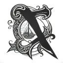 ankh, eye, semi colon, ship sailing tattoo design idea