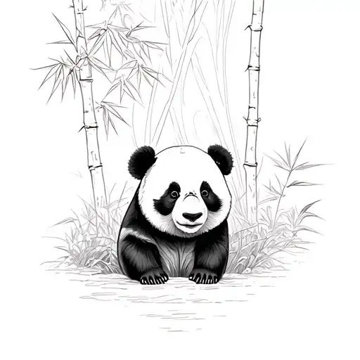 Panda Bamboo Mystery tattoo design idea