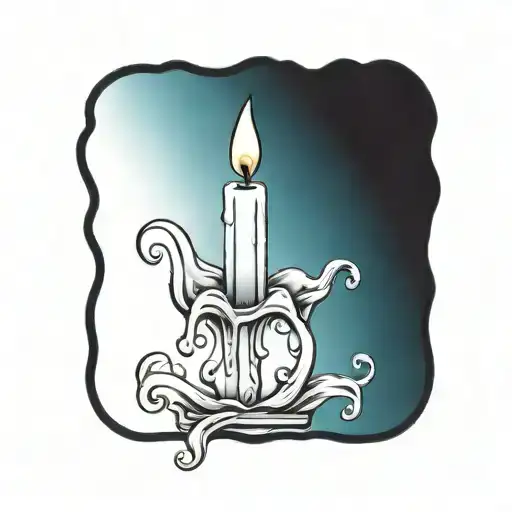 narrow thin melting candle wax dripping to the bottom of candle tattoo design idea