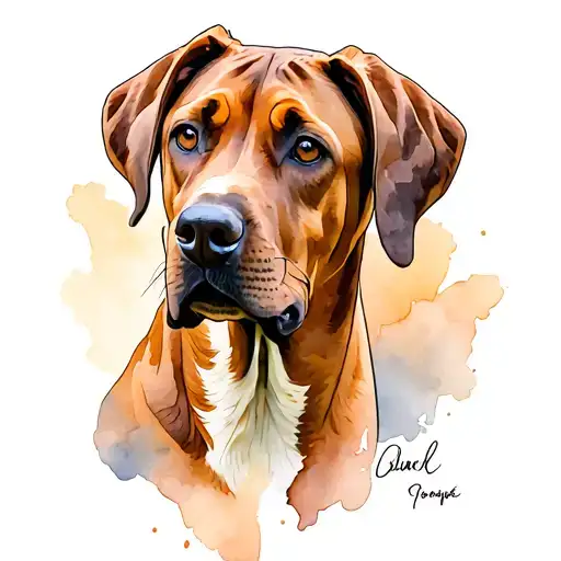 female Rhodesian ridgeback dog surrounded tattoo design idea