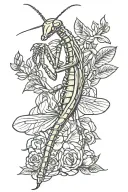 praying mantis tattoo design idea