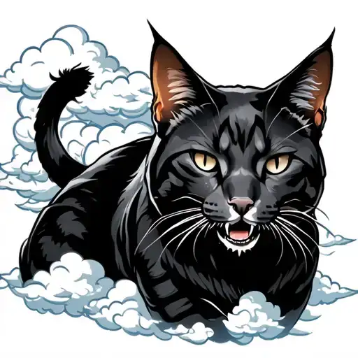 hellcat with cloud background tattoo design idea