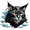 hellcat with cloud background tattoo design idea