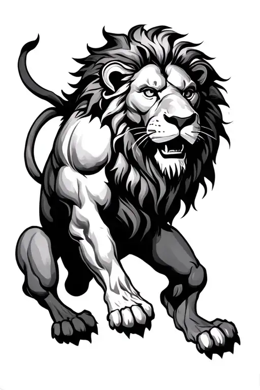 samson fighting lion tattoo design idea