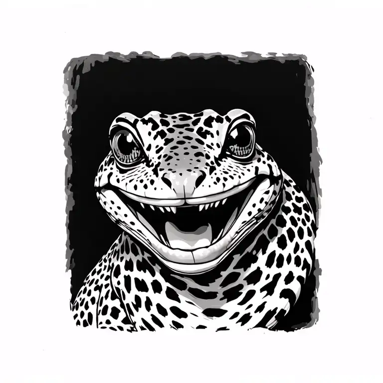 leopard gecko smile tattoo design idea