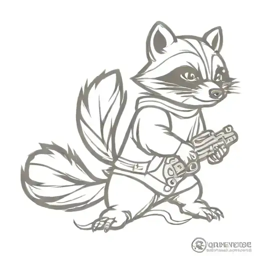 baby rocket raccoon guardians gun intertwined tattoo design idea