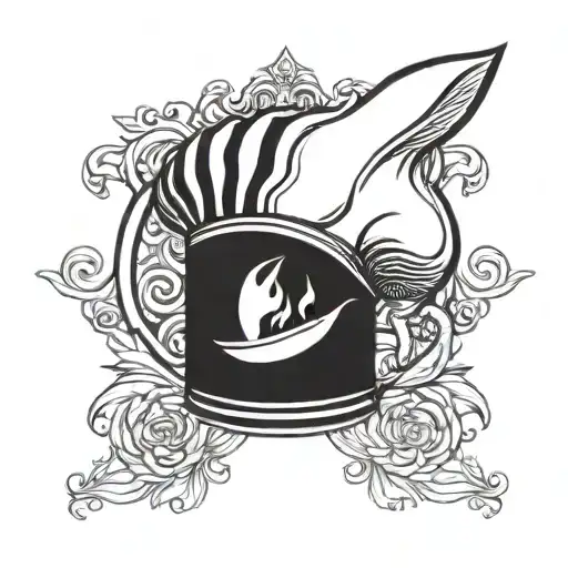 chef hat moon tattoo design idea