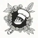 chef hat moon tattoo design idea