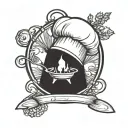 chef hat moon tattoo design idea