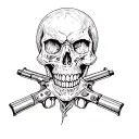 a skull with guns tattoo design idea