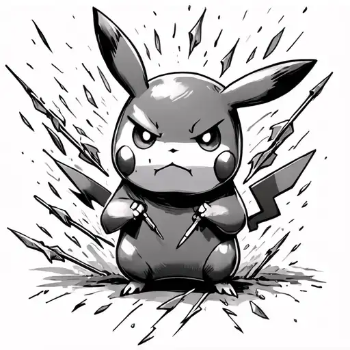 angry pikachu rainy days lighting strikes All the arrows tattoo design idea