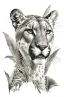 A cougar in the jungle tattoo design idea