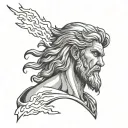 Zeus holding a lightning bolt tattoo design idea