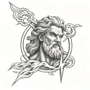 Zeus holding a lightning bolt tattoo design idea