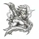 Zeus holding a lightning bolt tattoo design idea