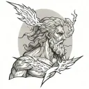 Zeus holding a lightning bolt tattoo design idea